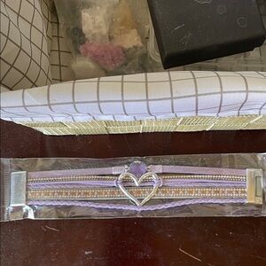 Purple Heart Bracelet with Silver Accents